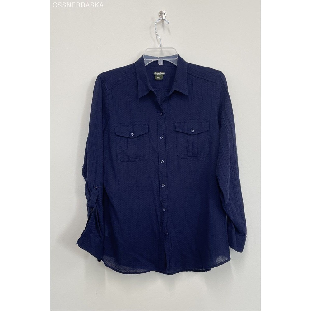 Eddie‎ Bauer 100% Cotton Blue Vintage Blue Blouse - Size L